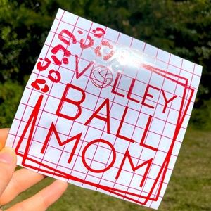 Red cheetah volleyball mom car decal